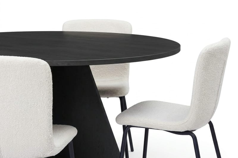 Vera spisegruppe rund 110 cm sort med 4 Katy spisebordsstole - Sort - Møbler - Borde - Spisebordssæt