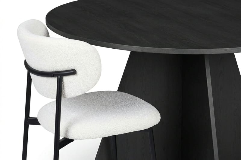 Vera spisegruppe rund 110 cm sort med 4 Lucy spisebordsstole - Sort - Møbler - Borde - Spisebordssæt