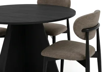 Vera spisegruppe rund 110 cm sort med 4 Molly spisestole - Sortbejdset eg - Møbler - Borde - Spisebordssæt