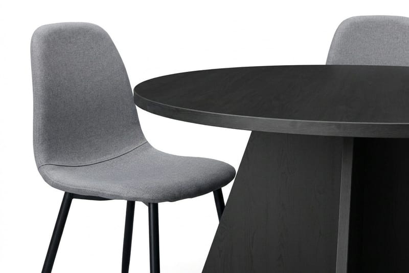 Vera spisegruppe rund 110 cm sort med 4 Nibe spisebordsstole - Sort - Møbler - Borde - Spisebordssæt