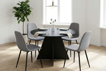 Vera spisegruppe rund 110 cm sort med 4 Nibe spisebordsstole - Sortbejdset eg - Møbler - Borde - Spisebordssæt