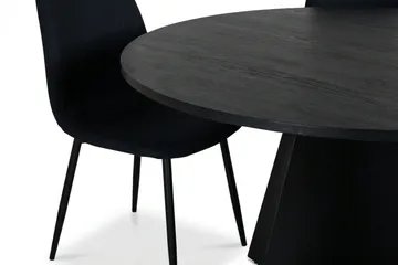 Vera spisegruppe rund 110 cm sort med 4 Nibe spisebordsstole - Sortbejdset eg - Møbler - Borde - Spisebordssæt