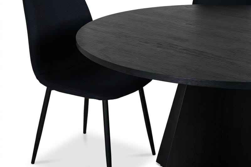 Vera spisegruppe rund 110 cm sort med 4 Nibe spisebordsstole - Sortbejdset eg - Møbler - Borde - Spisebordssæt