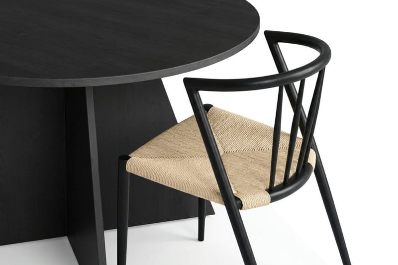 Vera spisegruppe rund 110 cm sort med 4 Winston spisebordsstole - Sort - Møbler - Borde - Spisebordssæt