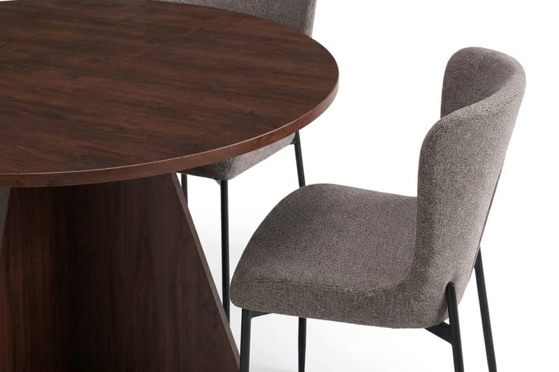 Vera spisegruppe rund 110 cm valnød med 4 Elsie spisestole - Valnød/Grå - Møbler - Borde - Spisebordssæt