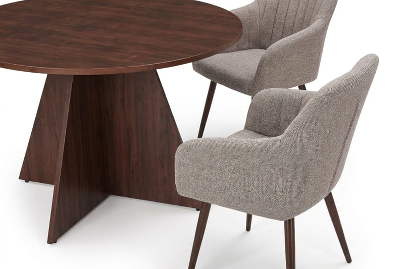 Vera spisegruppe rund 110 cm valnød med 4 Filippa spisestole - Valnød - Møbler - Borde - Spisebordssæt
