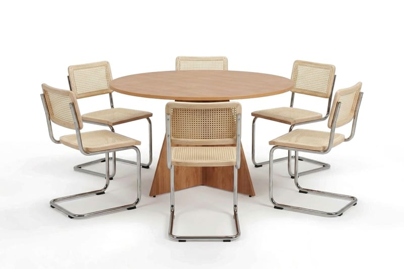Vera spisegruppe rund 130 cm eg med 6 Build spisestole - Eg - Møbler - Borde - Spisebordssæt
