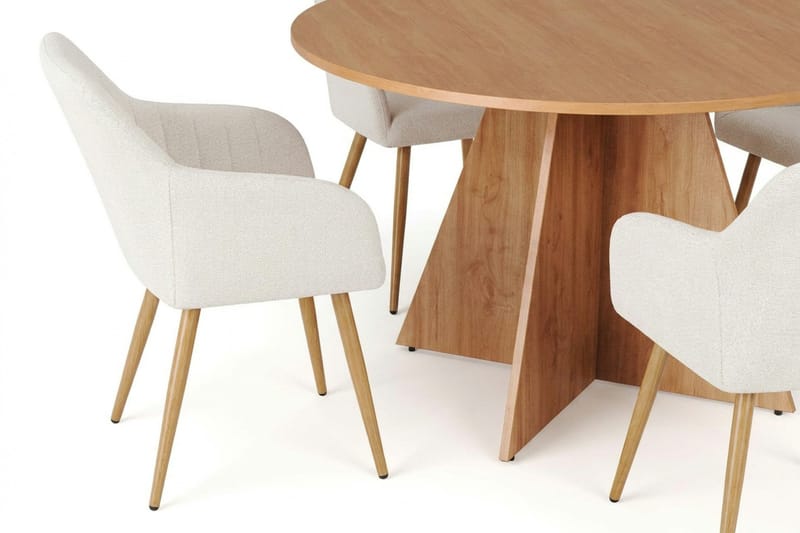 Vera spisegruppe rund 130 cm eg med 6 Filippa spisebordsstole - Eg - Møbler - Borde - Spisebordssæt