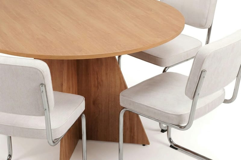 Vera spisegruppe rund 130 cm eg med 6 Milva spisestole - Eg - Møbler - Borde - Spisebordssæt