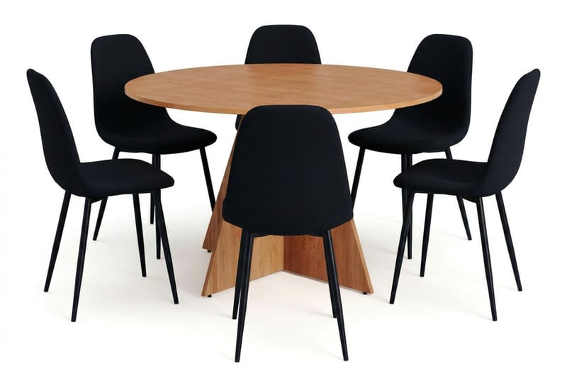 Vera spisegruppe rund 130 cm eg med 6 Nibe spisebordsstole - Eg - Møbler - Borde - Spisebordssæt