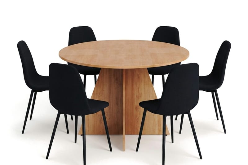 Vera spisegruppe rund 130 cm eg med 6 Nibe spisebordsstole - Eg - Møbler - Borde - Spisebordssæt