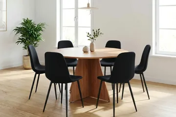 Vera spisegruppe rund 130 cm eg med 6 Nibe spisebordsstole - Eg - Møbler - Borde - Spisebordssæt