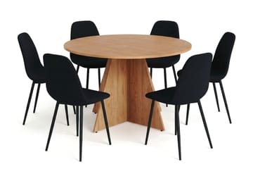 Vera spisegruppe rund 130 cm eg med 6 Nibe spisebordsstole - Eg - Møbler - Borde - Spisebordssæt