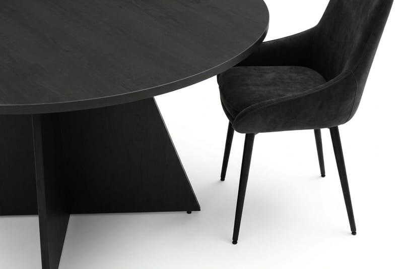 Vera spisegruppe rund 130 cm sort med 6 Alsarp spisebordsstole - Sort - Møbler - Borde - Spisebordssæt