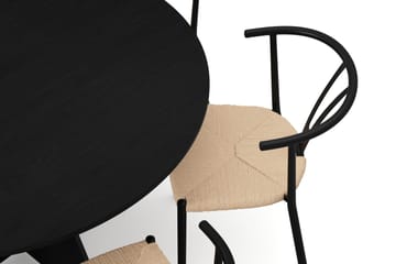 Vera spisegruppe rund 130 cm sort med 6 Elysia spisebordsstole - Sortbejdset eg - Møbler - Borde - Spisebordssæt