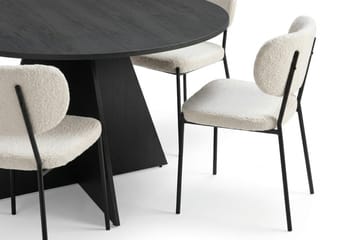 Vera spisegruppe rund 130 cm sort med 6 Gemmiano spisebordsstole - Sortbejdset eg - Møbler - Borde - Spisebordssæt