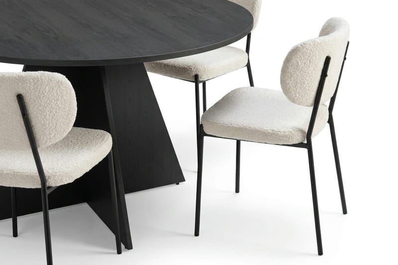 Vera spisegruppe rund 130 cm sort med 6 Gemmiano spisebordsstole - Sortbejdset eg - Møbler - Borde - Spisebordssæt