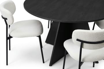 Vera spisegruppe rund 130 cm sort med 6 Lucy spisebordsstole - Sortbejdset eg - Møbler - Borde - Spisebordssæt