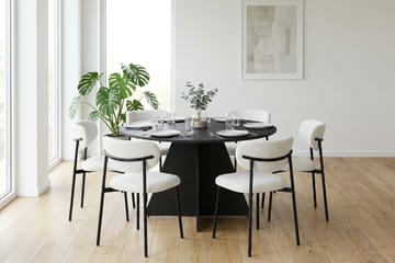 Vera spisegruppe rund 130 cm sort med 6 Lucy spisebordsstole - Sortbejdset eg - Møbler - Borde - Spisebordssæt