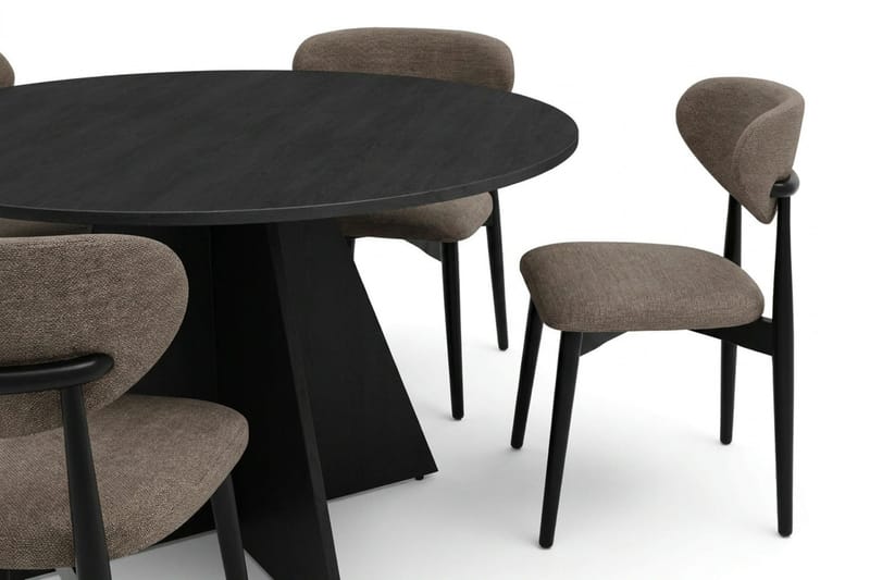 Vera spisegruppe rund 130 cm sort med 6 Molly spisebordsstole - Sort - Møbler - Borde - Spisebordssæt