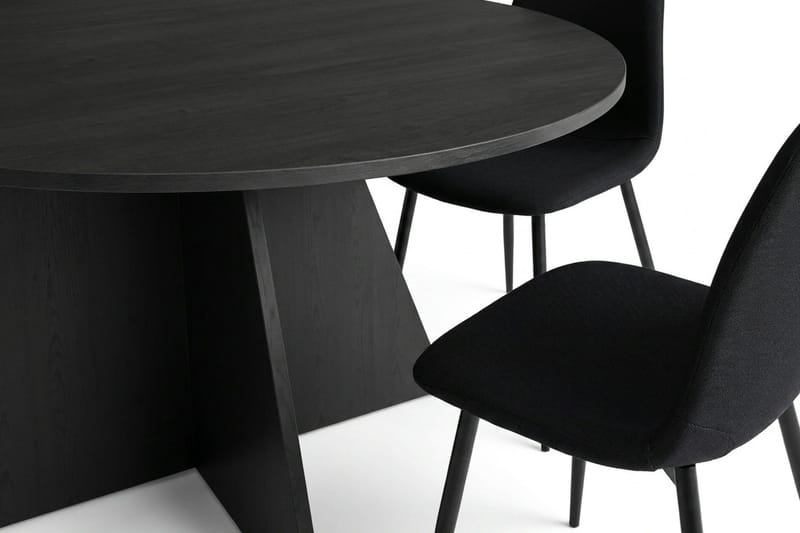 Vera spisegruppe rund 130 cm sort med 6 Nibe spisebordsstole - Sort - Møbler - Borde - Spisebordssæt
