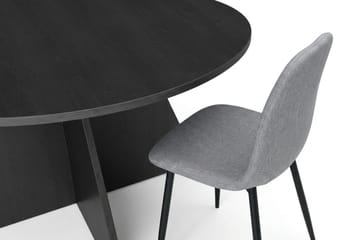 Vera spisegruppe rund 130 cm sort med 6 Nibe spisebordsstole - Sortbejdset eg - Møbler - Borde - Spisebordssæt