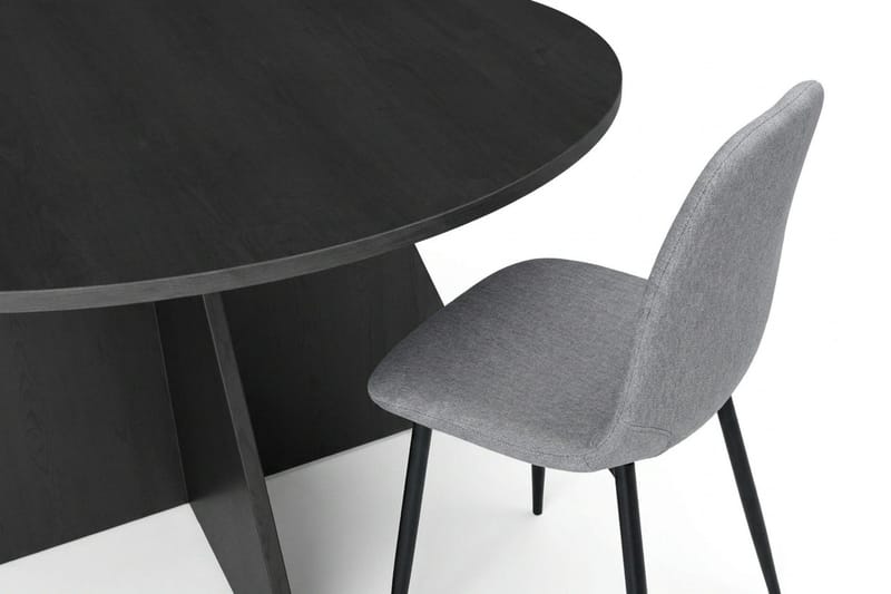 Vera spisegruppe rund 130 cm sort med 6 Nibe spisebordsstole - Sortbejdset eg - Møbler - Borde - Spisebordssæt