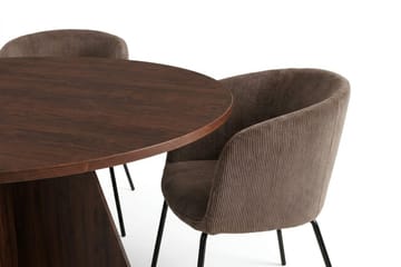 Vera spisegruppe rund 130 cm valnød med 6 Berit spisebordsstole - Valnød - Møbler - Borde - Spisebordssæt