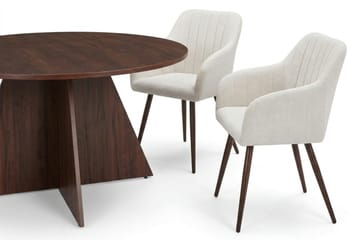 Vera spisegruppe rund 130 cm valnød med 6 Filippa spisebordsstole - Valnød - Møbler - Borde - Spisebordssæt