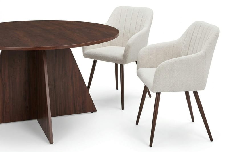 Vera spisegruppe rund 130 cm valnød med 6 Filippa spisebordsstole - Valnød - Møbler - Borde - Spisebordssæt