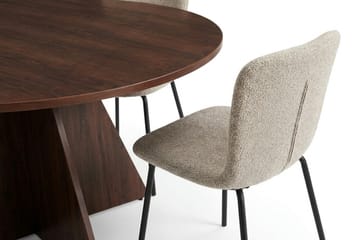 Vera spisegruppe rund 130 cm valnød med 6 Katy spisebordsstole - Valnød - Møbler - Borde - Spisebordssæt