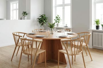 Vera spisegruppe rund 150 cm eg med 6 Winston-spisestole - Eg - Møbler - Borde - Spisebordssæt