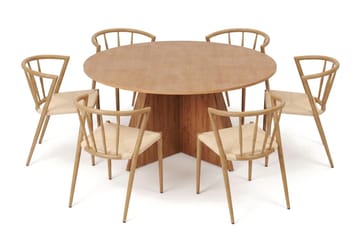 Vera spisegruppe rund 150 cm eg med 6 Winston-spisestole - Eg - Møbler - Borde - Spisebordssæt