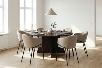 Vera spisegruppe rund 150 cm røget eg med 6 Filip-spisestole - Røget eg - Møbler - Borde - Spisebordssæt