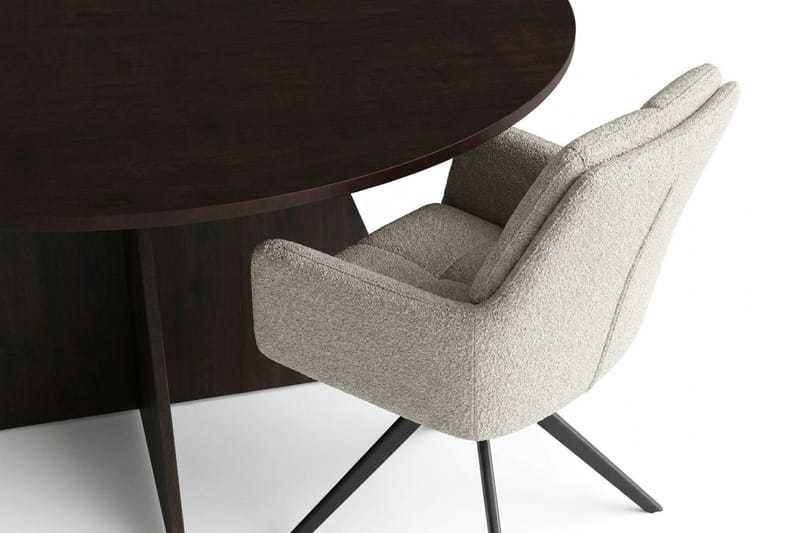 Vera spisegruppe rund 150 cm røget eg med 6 Torsby-spisestole - Røget eg - Møbler - Borde - Spisebordssæt