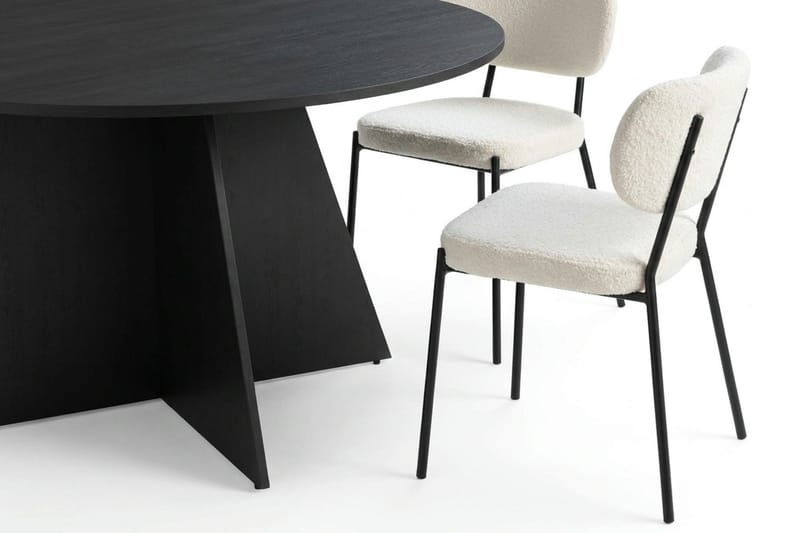 Vera spisegruppe rund 150 cm sort med 6 Gemmiano-spisestole - Sort - Møbler - Borde - Spisebordssæt