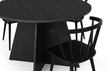 Vera spisegruppe rund 150 cm sort med 6 Tyrö-spisestole - Sortbejdset eg - Møbler - Borde - Spisebordssæt