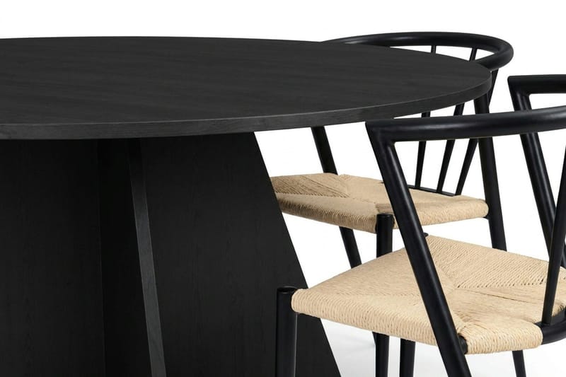 Vera spisegruppe rund 150 cm sort med 6 Winston-spisestole - Sort - Møbler - Borde - Spisebordssæt