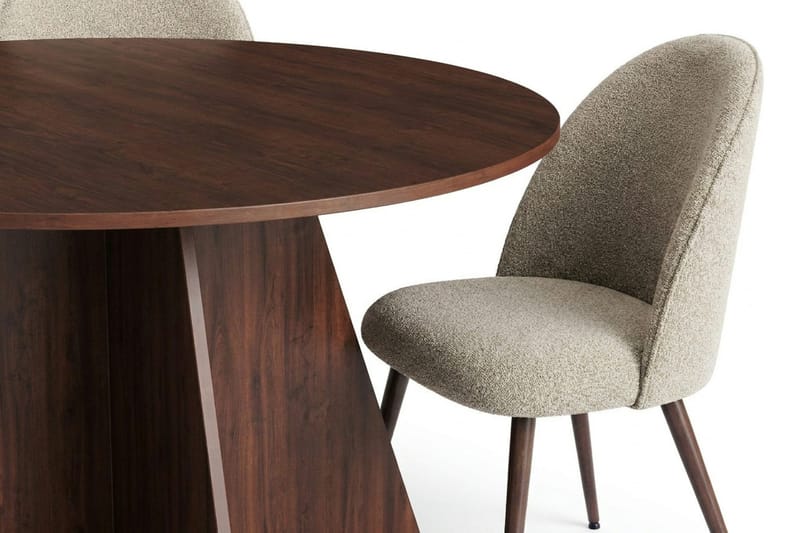 Vera spisegruppe rund 150 cm valnød med 6 Nibe Plus-spisestole - Valnød - Møbler - Borde - Spisebordssæt