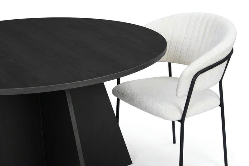 Vera spisegruppe rundt 130 cm sort med 6 Karol spisebordsstole - Sort - Møbler - Borde - Spisebordssæt