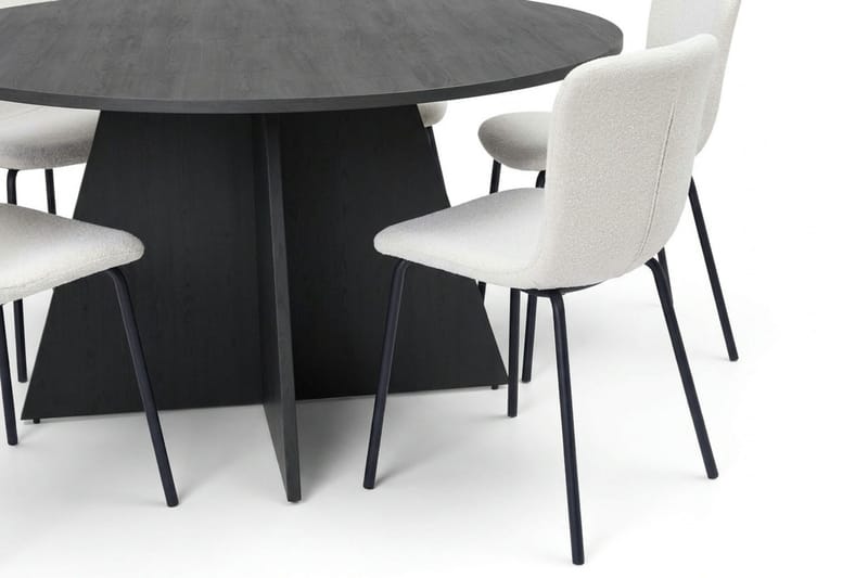 Vera spisegruppe rundt 150 cm sort med 6 Katy spisebordsstole - Sort - Møbler - Borde - Spisebordssæt