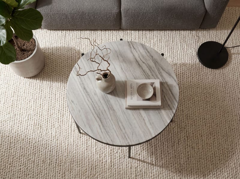Verlen rundt sofabord 70 cm i metal med marmorplade - hvid-grå marmor sort - Møbler - Borde - Spisebord og køkkenbord