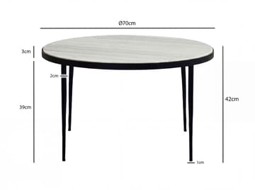 Verlen rundt sofabord 70 cm i metal med marmorplade - hvid-grå marmor sort - Møbler - Borde - Spisebord og køkkenbord