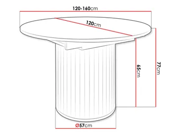 Veyricor Förlängningsbart Spisebord 120-160 cm Rundt - Beige - Møbler - Borde - Spisebord og køkkenbord