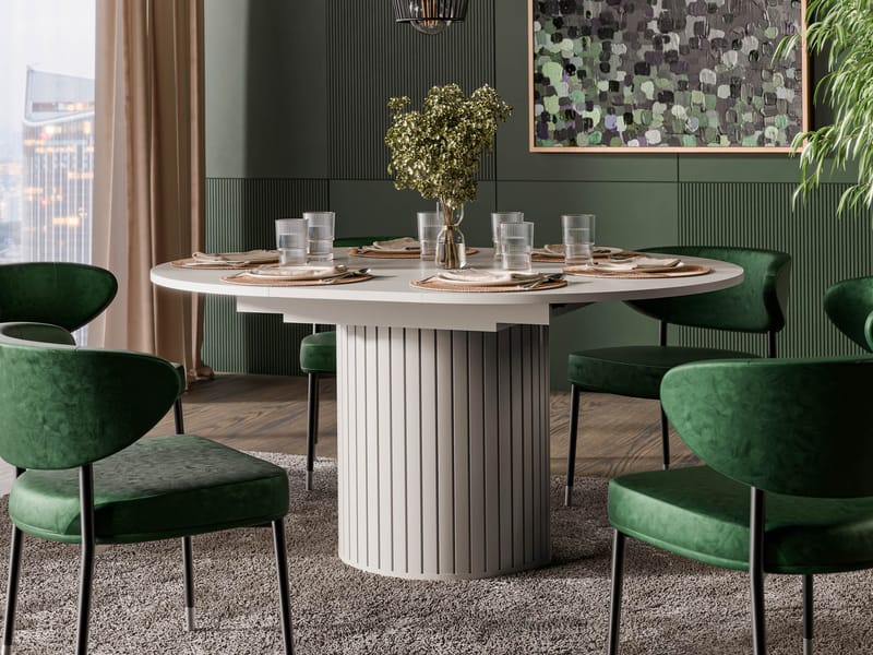 Veyricor Förlängningsbart Spisebord 120-160 cm Rundt - Beige - Møbler - Borde - Spisebord og køkkenbord