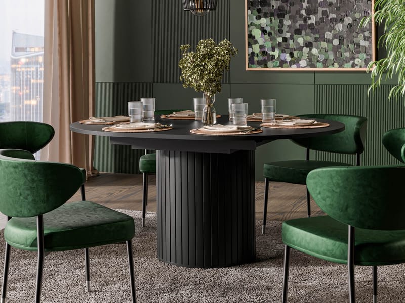 Veyricor Förlängningsbart Spisebord 120-160 cm Rundt - Sort - Møbler - Borde - Spisebord og køkkenbord