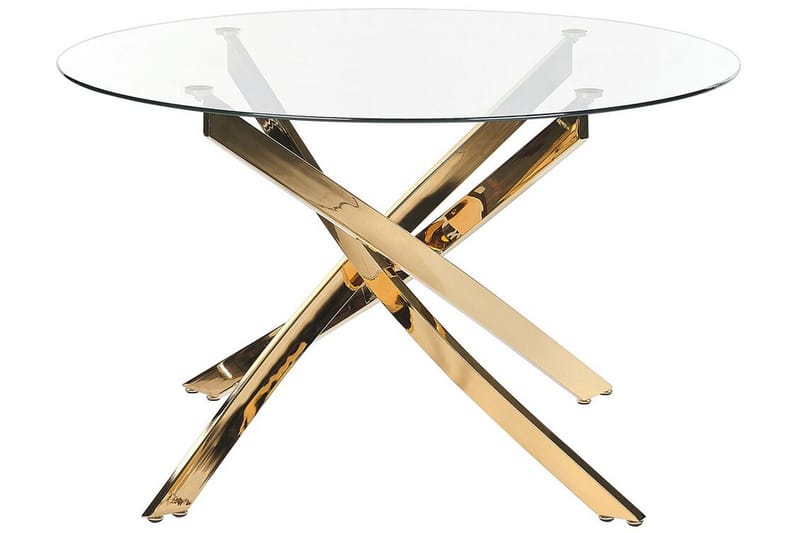 Vincenzo Spisebord 120 cm Rund - Gennemsigtig/Guld - Møbler - Borde - Spisebord og køkkenbord