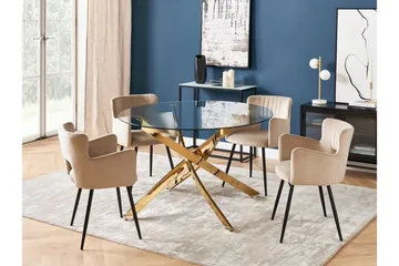 Vincenzo Spisebord 120 cm Rund - Gennemsigtig/Guld - Møbler - Borde - Spisebord og køkkenbord