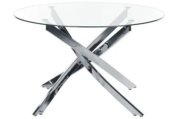 Vincenzo Spisebord 120 cm Rund - Gennemsigtig/Sølv - Møbler - Borde - Spisebord og køkkenbord