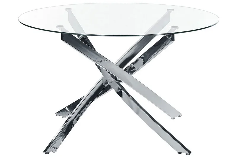 Vincenzo Spisebord 120 cm Rund - Gennemsigtig/Sølv - Møbler - Borde - Spisebord og køkkenbord
